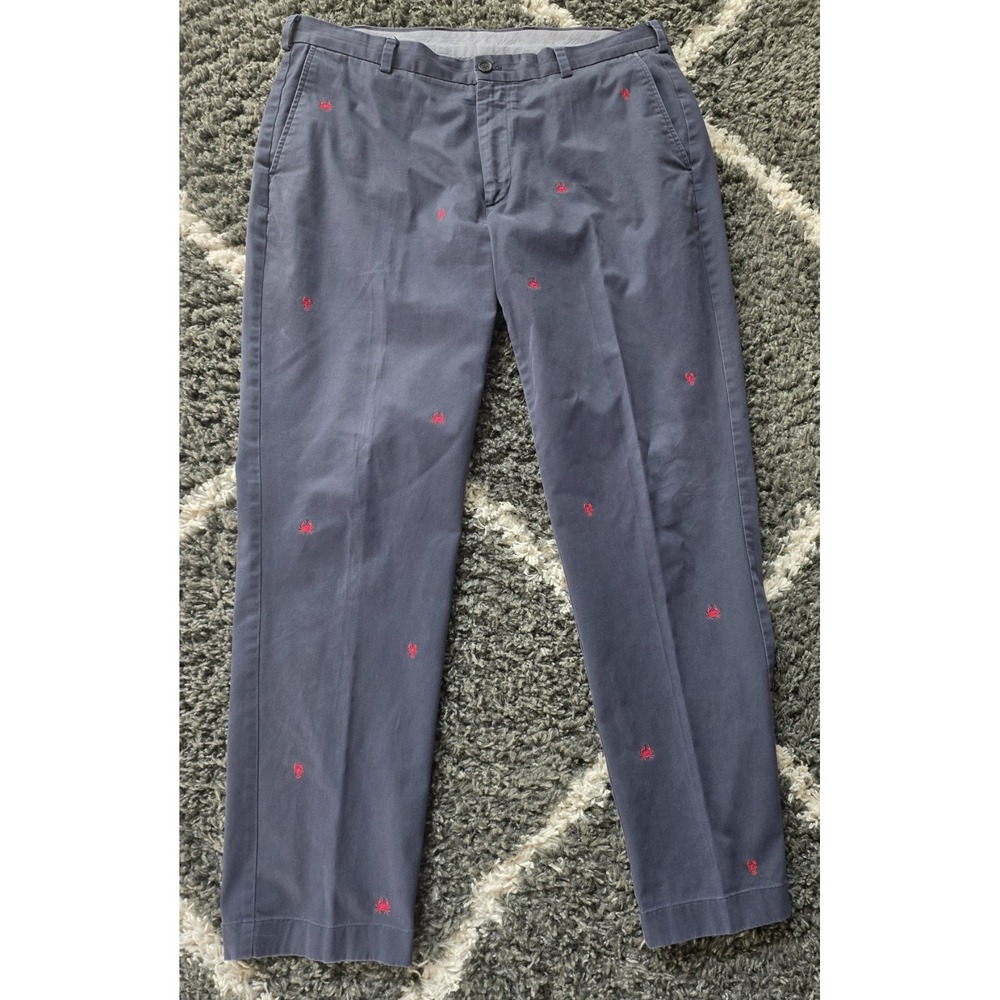 Brooks Brothers Pants Navy Blue Red Crab Lobster Chino Cotton Classic